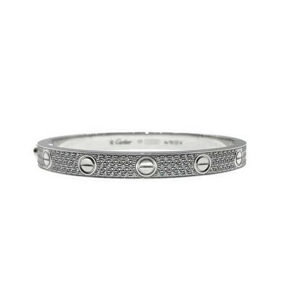 Cartier Love Bracelet Pave Diamond 18K Rose Gold Size 17 - Picture 1 of 10